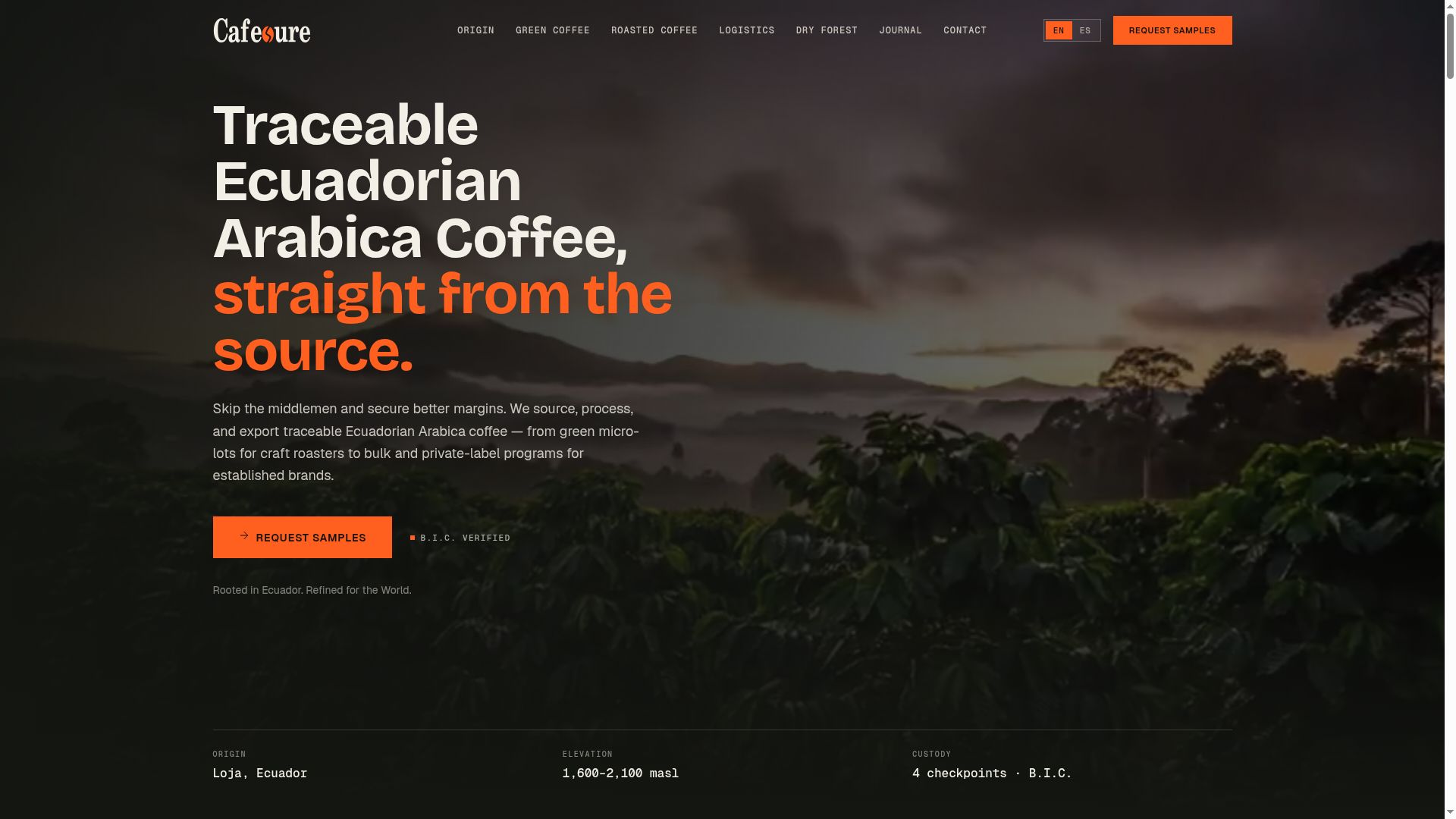 Web de Cafesure hecha por WebvolutionEc